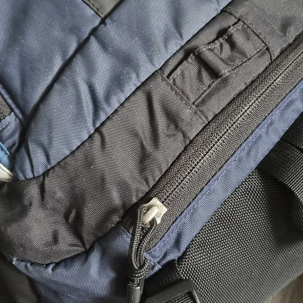 THE NORTH FACE Blue/Gray Nylon SURGE OUTDOOR BACKPACK Camping Hike Gym Gear Bag